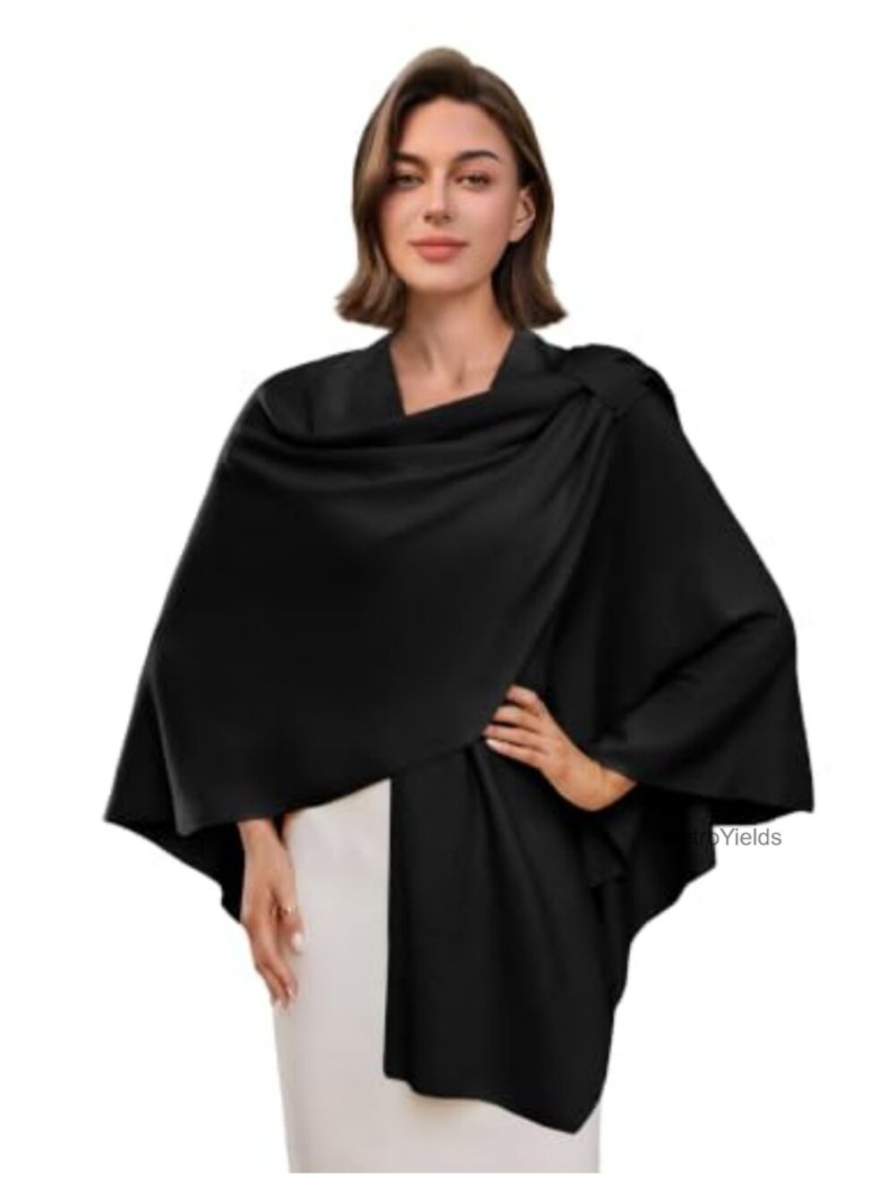 Cross Front Poncho Shawl Wrap Soft Knit Pashmina for Weddings Formal